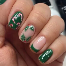 Faux ongles carrés courts de noël, 24 pièces, pointe carrée