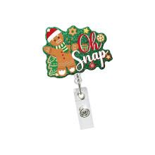 Christmas Badge Holder Sequins ABS Retractable Badge Holder-5