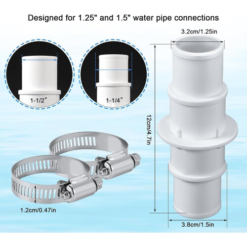 Pool Vacuum Hose Adapter For Pool Hose, Hose Joint, Easy To Install, 1 Set 2