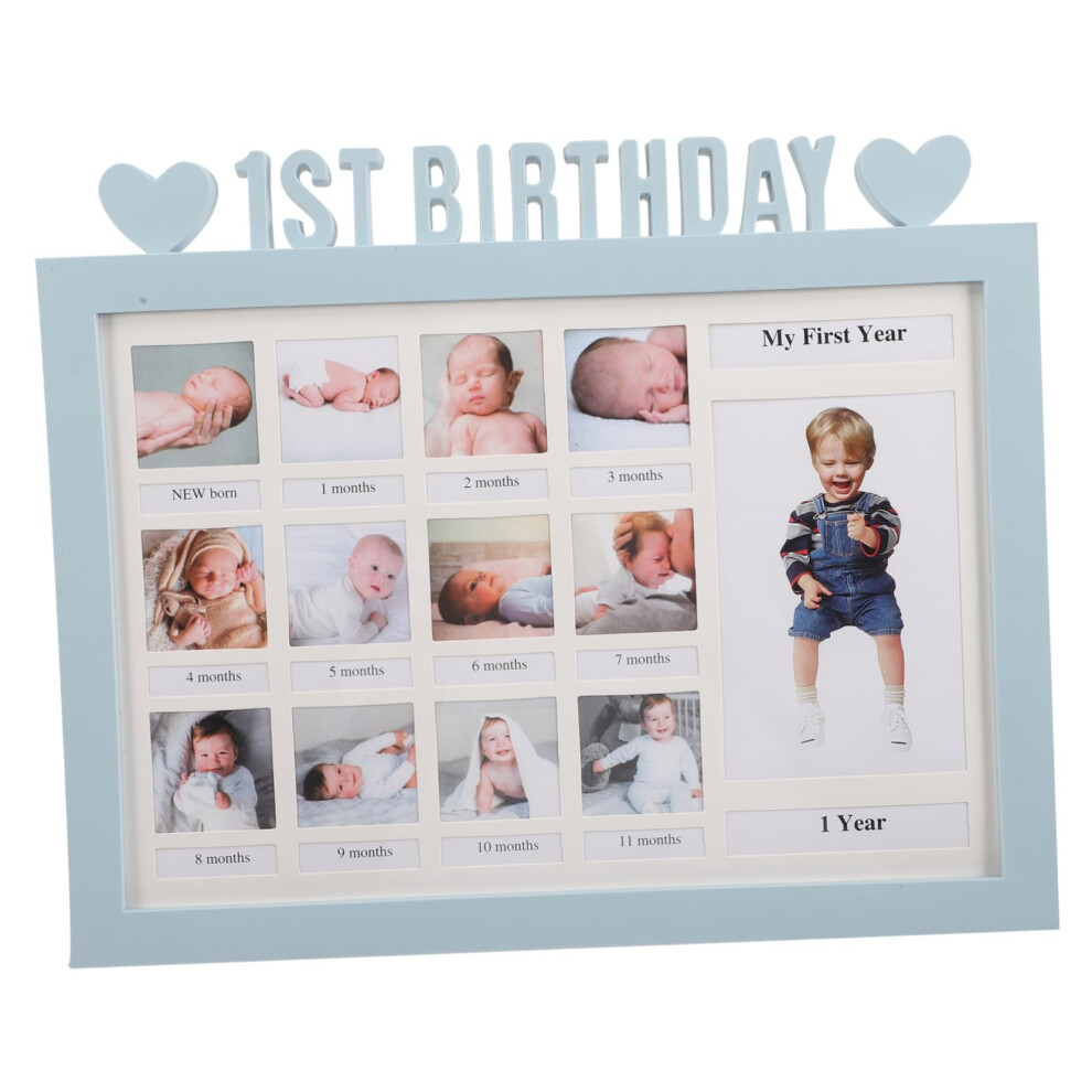 Boy Milestone Photo Frame First Year Growth Record Display For Boys Nursery And Living Room Decor Model 1 Keepsake