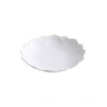 Creative Flower Shaped Large Dinner Plate Set White Ceramic 25.5 cm Stackable One Size For Soup Salad And Dessert