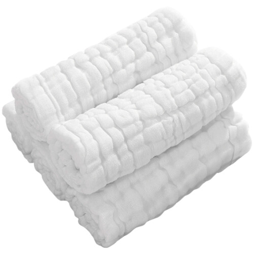 5Pièces Couches Coton Blancs Bavoirs Lingettes