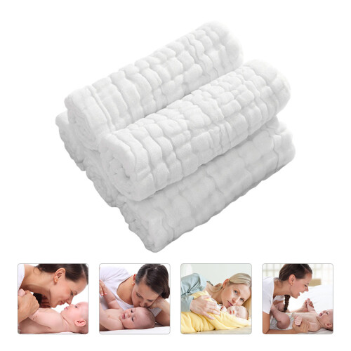 5Pièces Couches Coton Blancs Bavoirs Lingettes 2