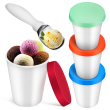 4Stk Eisbecher 250Ml Mit Verschließbarem Silikondeckel Und Löffel