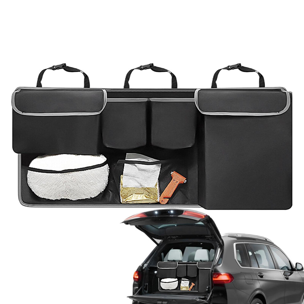 Car Organizer Trunk Foldable Storage 38.58X17.72 Inch Backseat Hanging Bag Large Capacity Multifunctional Net Bag 9354506314675
