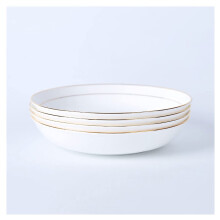Premium Porcelain Dinner Plates Set of 4, Classic White, Microwave and Oven Safe, Salad Pasta Noodle Plates
