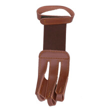Archery Finger Guard, Adjustable Wristband, 3-Finger Guard, Brown Vintage Leather Glove, Replacement for Outdoor Use