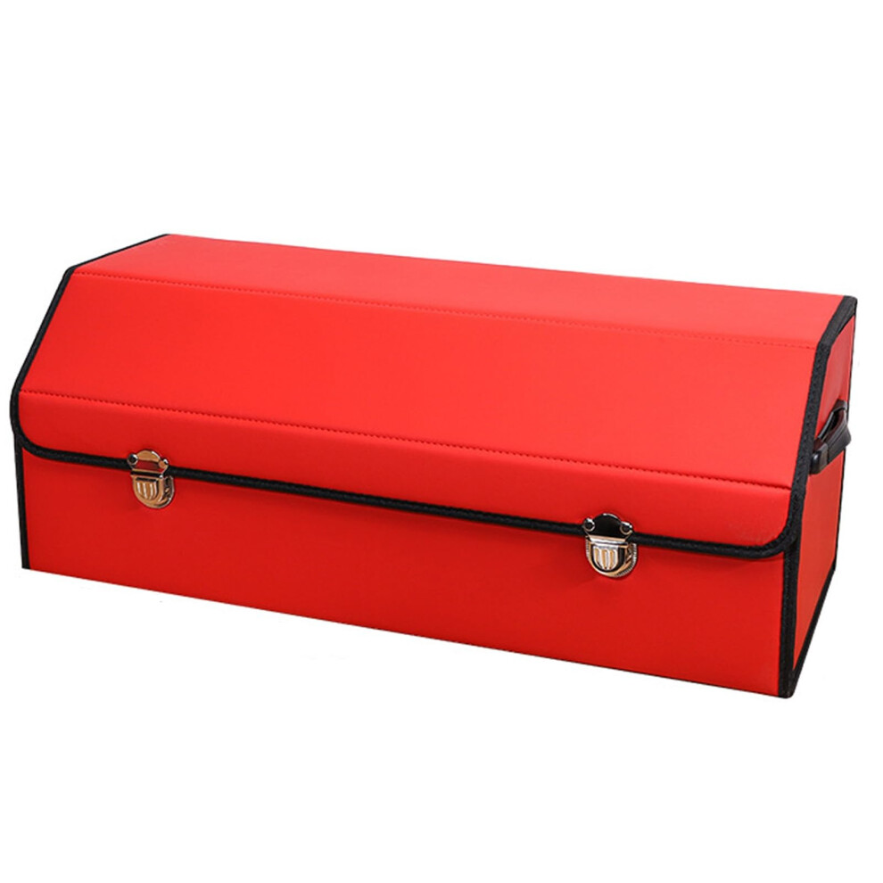 Car Trunk Organizer Leather Collapsible Multi-Compartment With Lip For Car Suv Sedan L Waterproof Dust-Proof Red 9354506319540
