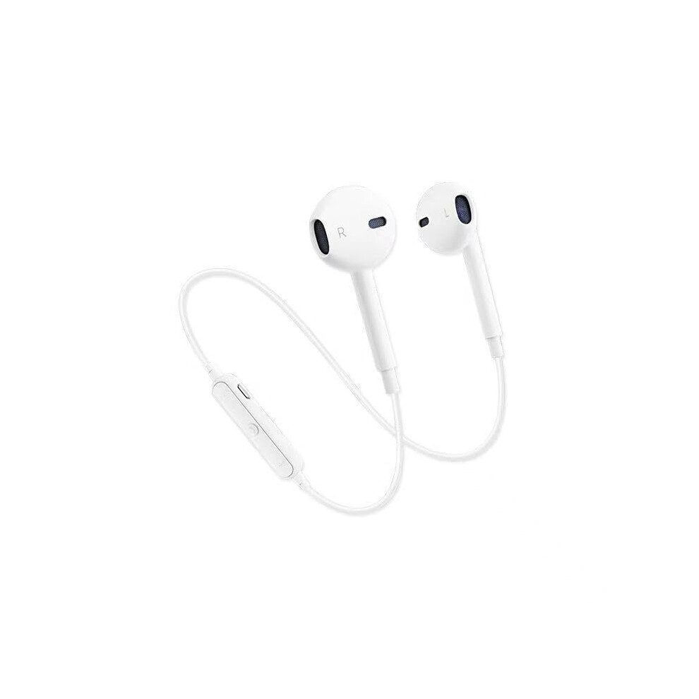 Bluetooth Headset Wireless Earbuds In-Ear Stereo Neckband Magnetic Sweatproof Secure Fit Built-In Mic White 9084446449136