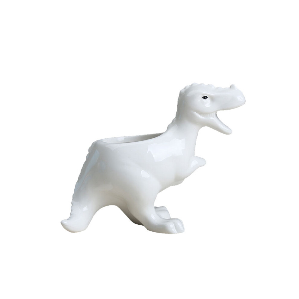 Doniczka W Stylu Dinozaura Ceramiczna BiałY-image