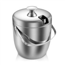 Ice Bucket Insulated Stainless Steel Double-Walled 2.8L With Lid, Chilling Stones For Beer And Wine Cooler