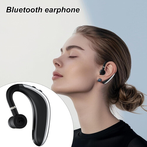 Headset for Driving, Single Ear Wireless Headset, Comfortable Single Ear Earbud for Calls, Black 2