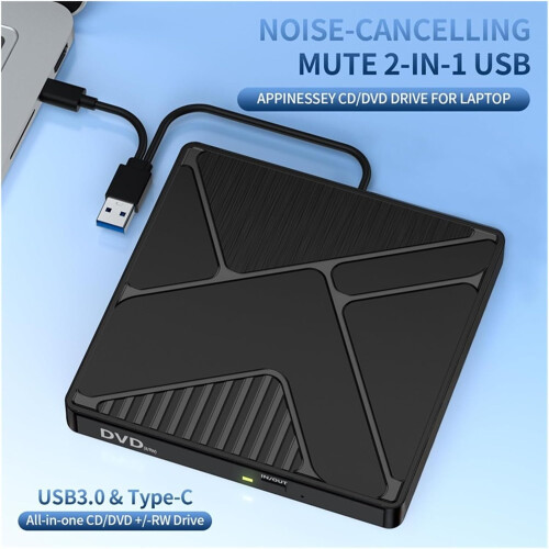 USB3.0 External Optical Drive Type-C Compatible Notebook DVD Writer CD Drive 05 Dual Line Optical Drive 1