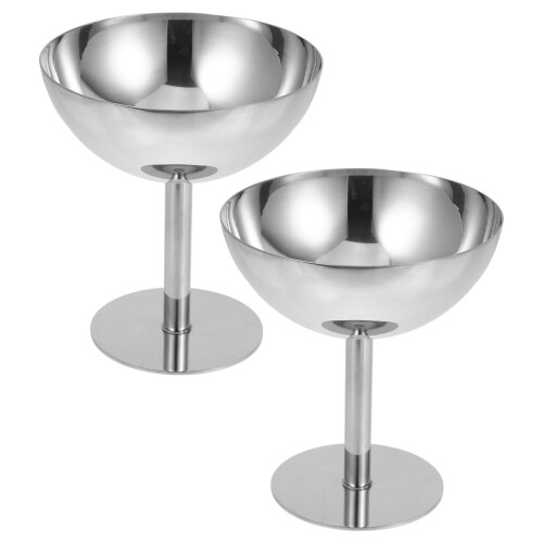 2Pcs Taça De Sorvete Aço Inoxidável Com Pé Para E