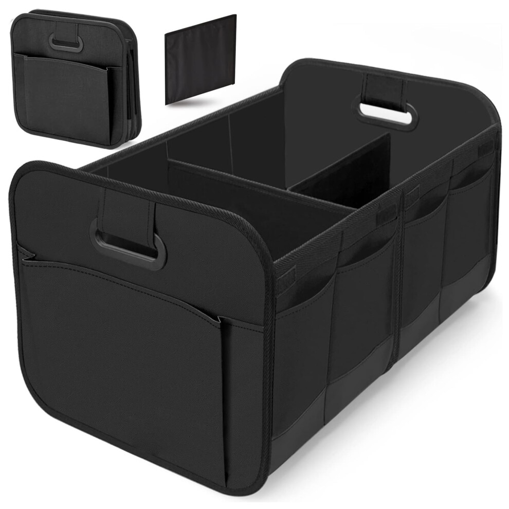 Black Car Boot Organiser Collapsible Multi-Compartment Storage For Boot And Seat Camping Storage