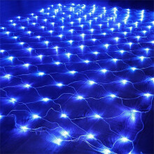 (Blue-3X2m 196leds)Net Mesh Led Lights LED String Christmas Fairy Curtain Garland Outdoor Waterproof
