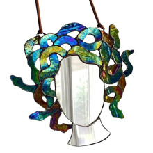 Stained Glass Window Panel Medusa Head Glass Creative Design 2D Acrylic Pendant Gift For Girls Women Ladies Colorful