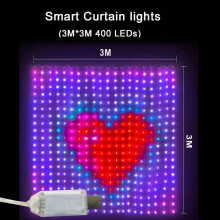 (USB-3x3m 400LEDs)USB Led Smart Curtain Lights Bluetooth App Led String RGB Fairy Lights DIY Music Lights