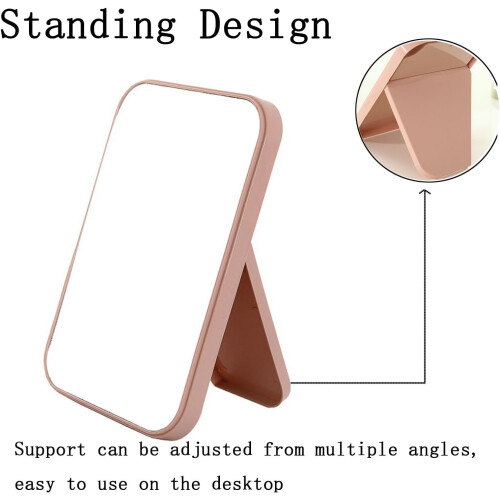 Makeup Mirror Foldable Desktop Vanity Mirror Travel Portable Rectangular Mirror Nordic Powder Pink 1
