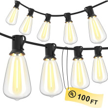 (100FT)150FT LED Outdoor String Lights Waterproof Patio Lights Shatterproof ST38 Replaceable Bulbs Dimmable