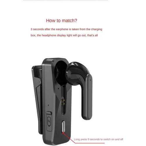 Mini Single Side Headset Bluetooth Wireless Car Talk Noise-Canceling Lavalier Headset White Easy Install 2