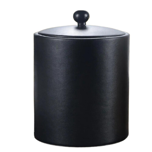 Stainless Steel Ice Bucket Double Layer With Lid Wall Insulation Keeps Beverages Cold Black