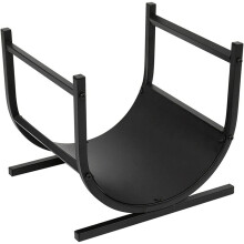 Foldable Firewood Rack 44cm Indoor Outdoor Fireplace Logs Holder For Backyard Deck Heavy-Duty Wood Bin Stand Black