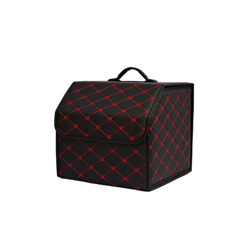 Car Boot Organiser Portable Leather Waterproof For Fiat Stilo Croma Bravo Palio Uno Tipo 500 500L 500X Ducato Black/Red 9084446456349