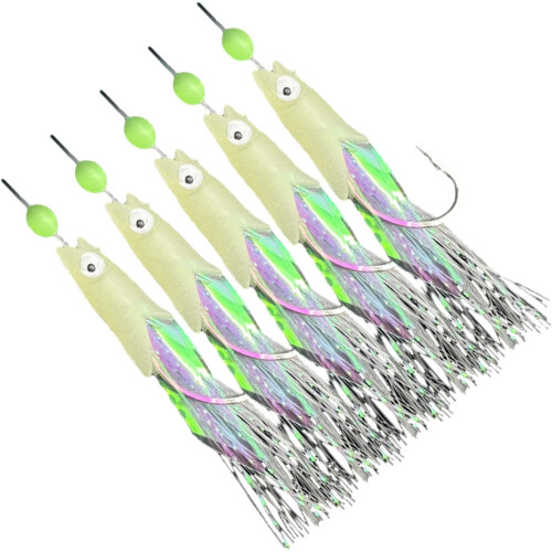 Fishing Line 5 Pcs Rig Bait Lure Set String Baits Strips Fish Skin Baits 2