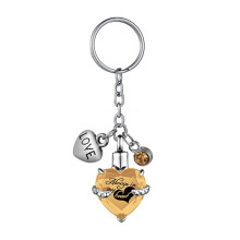 Stainless Steel Heart-Shaped Keychain Birthstone Ashes Pendant 12 Color Options Cremation Keepsake Memorial November