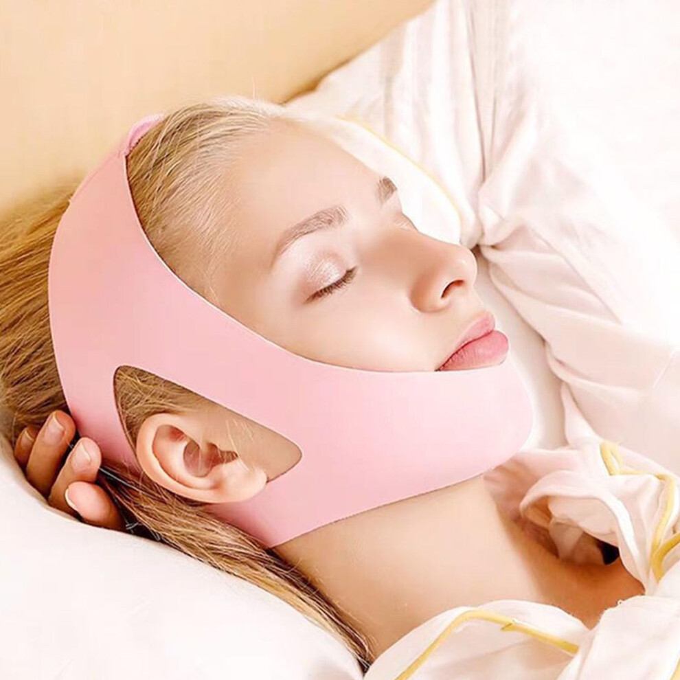 Pink Anti Snore Chin Strap Universal Breathable Cotton Material For Mouth Closed Sleep Aid Travel