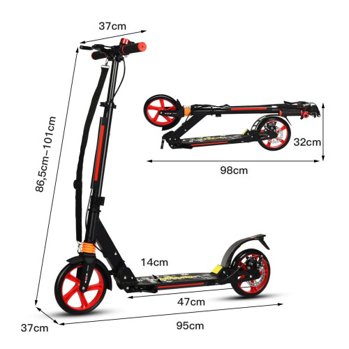 Kickscooter city scooter carrying strap scooter height adjustable kick scooter black 1