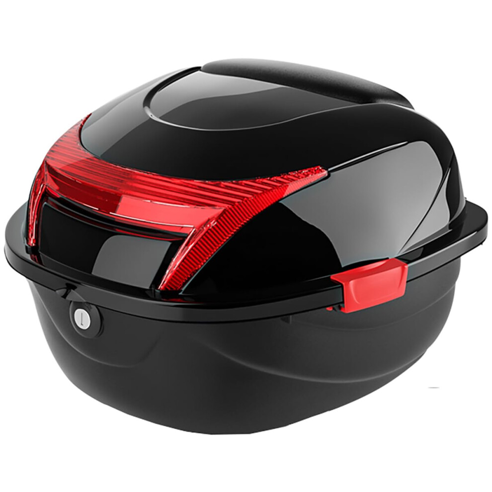 28L Motorcycle Tail Box With Base Plate Helmet Top Case For Motorbike Scooter Moped Luggage Storage Black 9393856418817