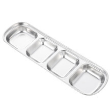 Stainless Steel Four-grid Hamster Food Bowl For Gerbil And Hedgehog, Pet Feeding Container, 4-Grid Design