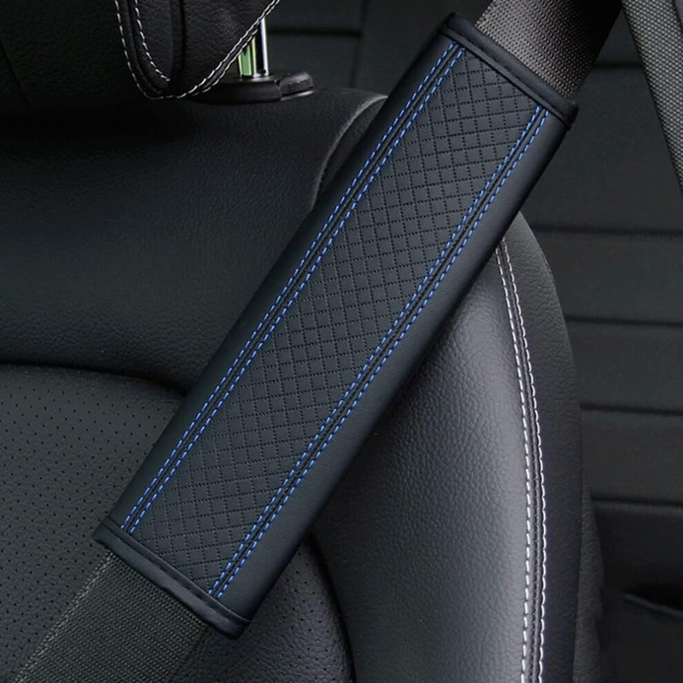 Car Seat Belt Padding For Kia Cadenza Carens Niro Sorento K2 K3 K5 Kx5, Microfiber Leather Soft Comfort Color Black/Blue 9084446460032