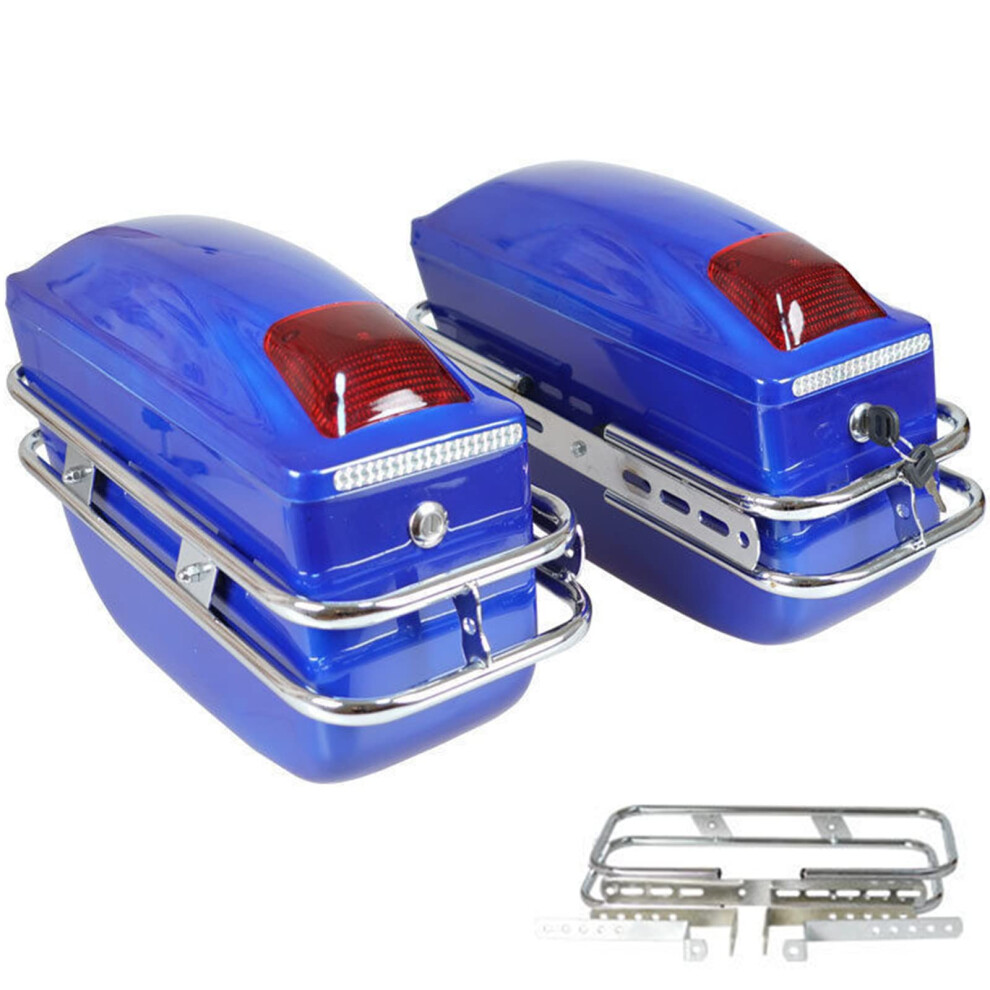 Motorcycle Top Case 48L Waterproof Aluminum Universal Luggage Trunk For Scooter Helmet Box With Security Lock Blue 9016109472502