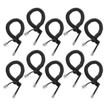 10Pcs Landline Telephone Corded Cords Spring-Loaded Black Phone Line Cable For Standard Landlines