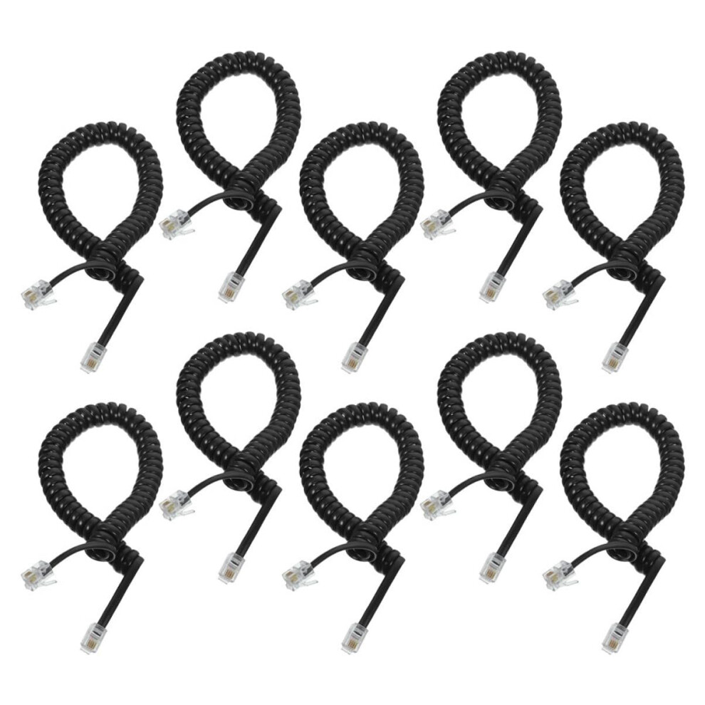 10Pcs Landline Telephone Corded Cords Spring-Loaded Phone Line Cable For Standard Landlines Black 9393856419418