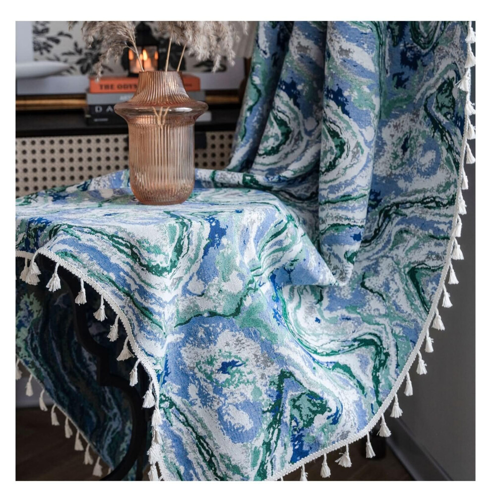 Window Drapes Grommet 2-Panel Set Blue Floral Tassels Blackout 59.1W X 94.5L Living Room Bedroom-image-OPC-PMBGBRM-NEW