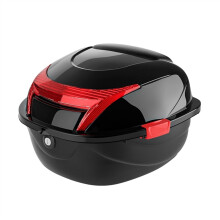 Motorcycle Top Box ABS Hard Shell Waterproof Helmet Storage Luggage Top Case 37x41.5x27.5cm Black