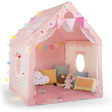 Children's Play Tent, 100 X 120 X 130 Cm, With Led Light Chain And Play Mat, Easy To Assemble