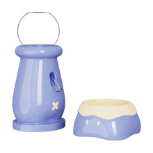 Ceramic Hamster Food Bowl With Water Dispenser Antislip Small Animal Feeding Bowl Blue