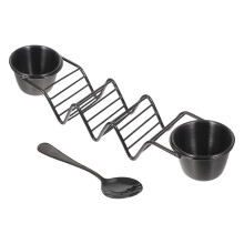 4 Juegos Soporte Taco Con Tazones Salsa Acero Inoxidable Negro