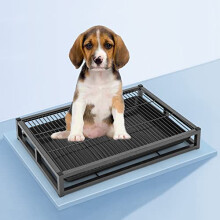 Metal Dog Potty Training Tray Slide-Out Design Indoor Outdoor Use Puppy Pad Holder 54x37x8cm Black