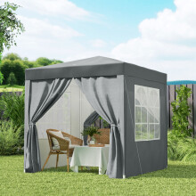 Outsunny 2mx2m Pop Up Gazebo Party Tent Canopy Marquee with Storage Bag Grey