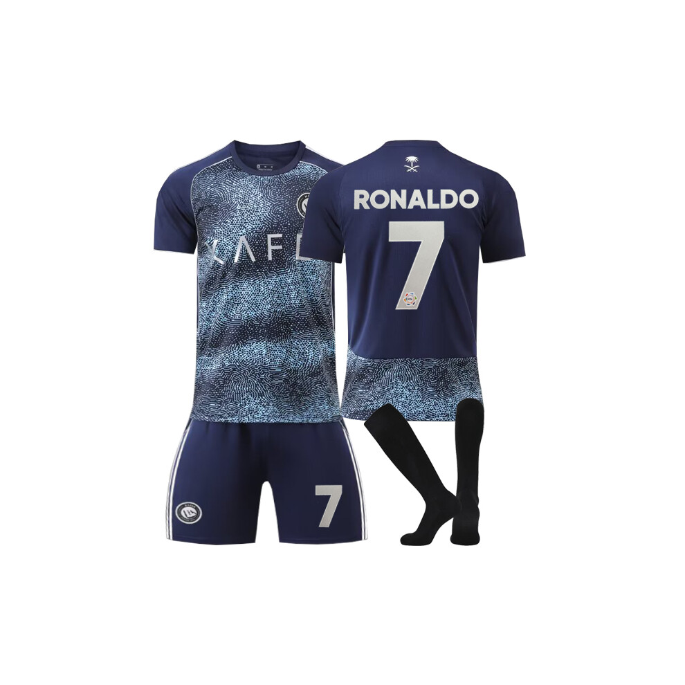 (S(165-170CM)) Black Nassr Sport Socks Get Free Print #7 Ronaldo Blue T-shirt & Shorts