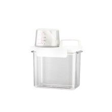 ABS Washing Powder Fluid Container Tilted Mouth Design Refillable 1100ml Transparent Case With Measuring Cup