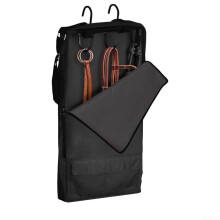 Horse Tack Storage Bag Waterproof With Adjustable Straps Bridle Halter Organizer 3 Hooks For Barn And Trailer Black