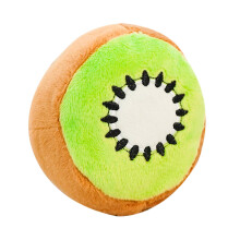 Plush Dog Toy Squeaky Chew Toy For Puppy Indoor Fetch Chewing Training Teething Travel Crate Fruit Design Round Kiwi
