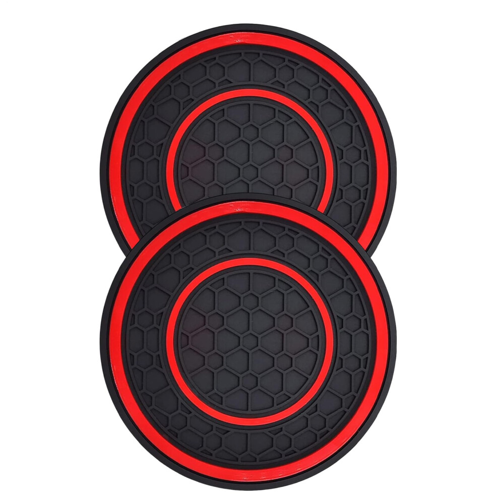 Car Coaster 7x7cm Non-Slip Cup Holder Embedded 2X Waterproof Absorbent Pad Cover Red For Teen Drivers Daily Commute-image-OPC-PMBGQZ5-NEW